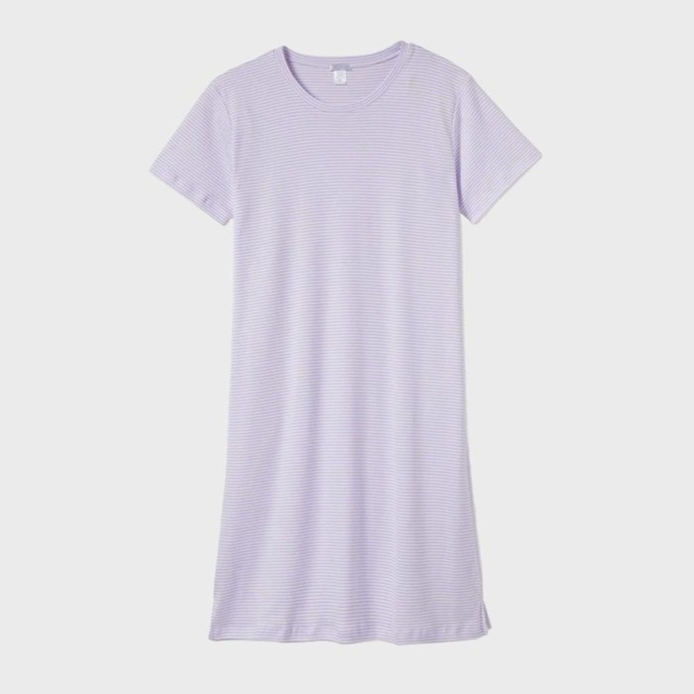 Lavender Striped Short-Sleeve Nightshirt